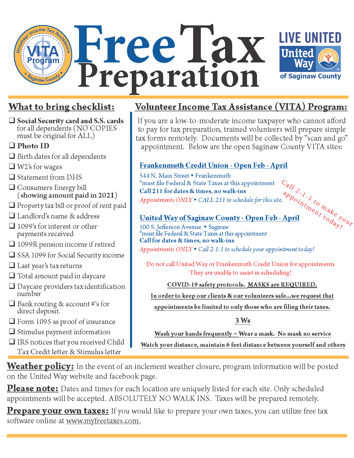 VITA Program United Way of Saginaw County